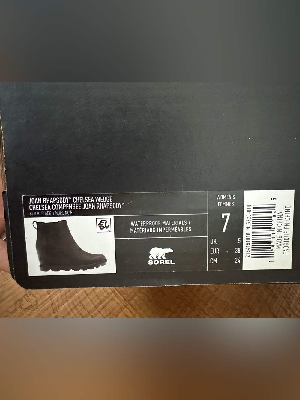 NEW Sorel Black Joan Rhapsody Chelsea Wedge Size 7 - Picture 2 of 8